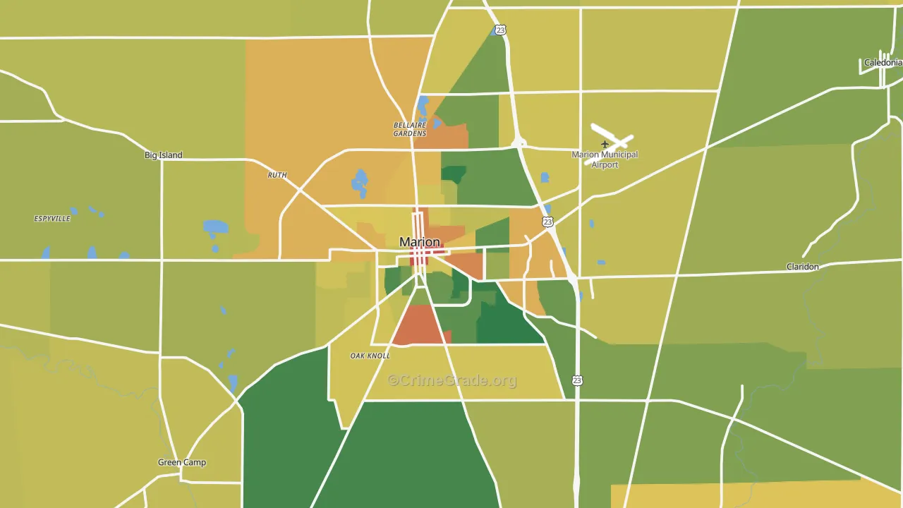 Marion, OH Map of Assault Rates