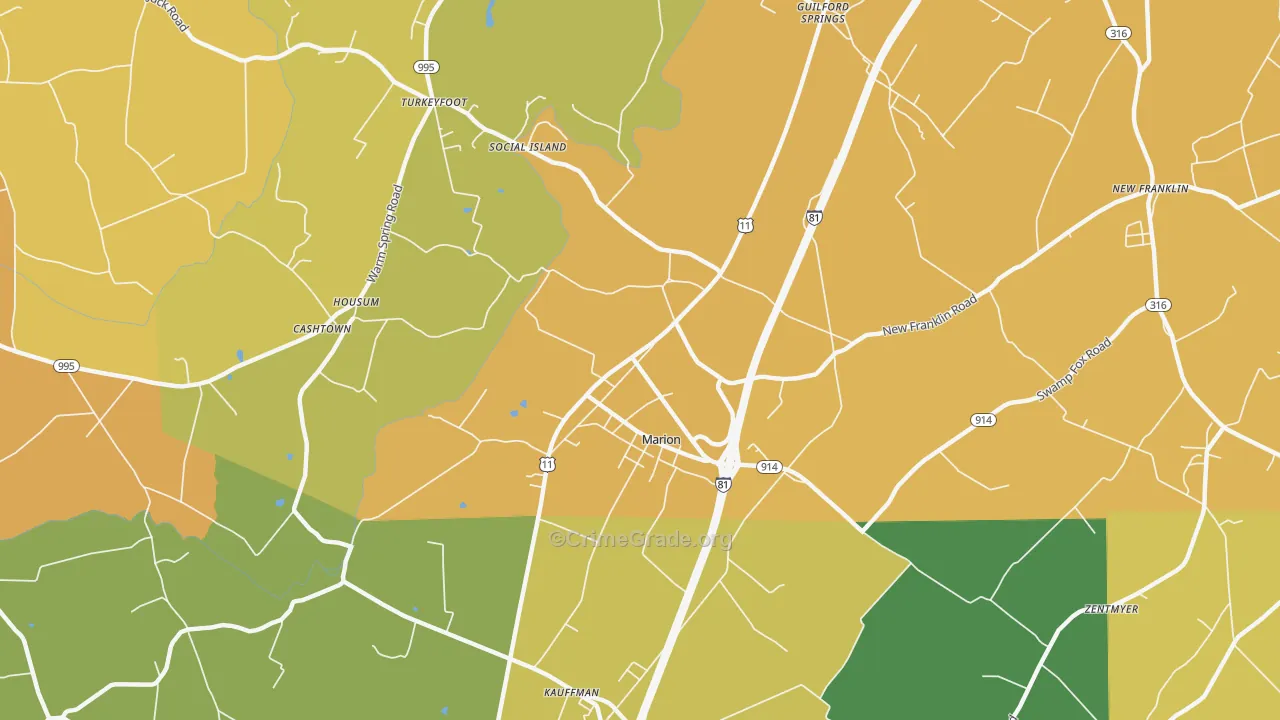 Marion, PA Map of Assault Rates