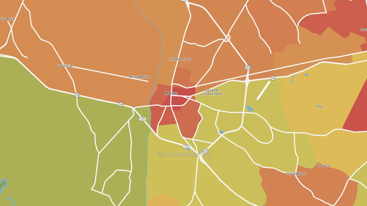 Marion, SC Map of Assault Rates
