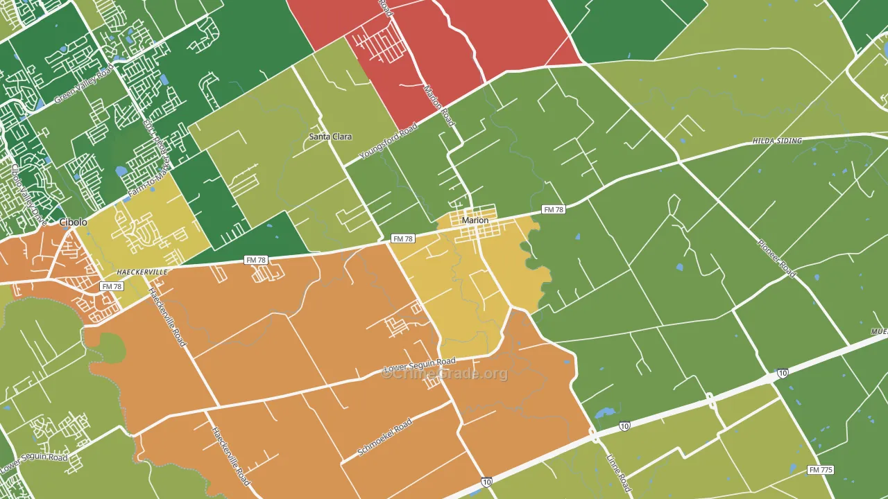Marion, TX Map of Assault Rates