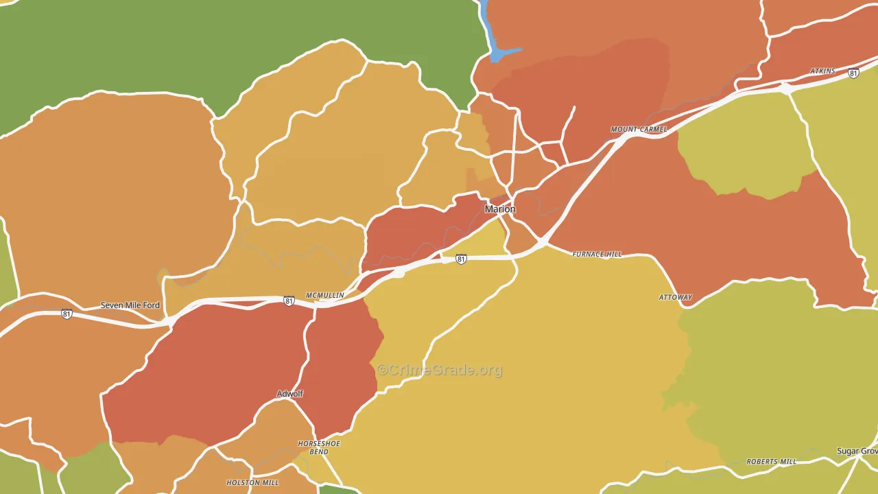 Marion, VA Map of Assault Rates