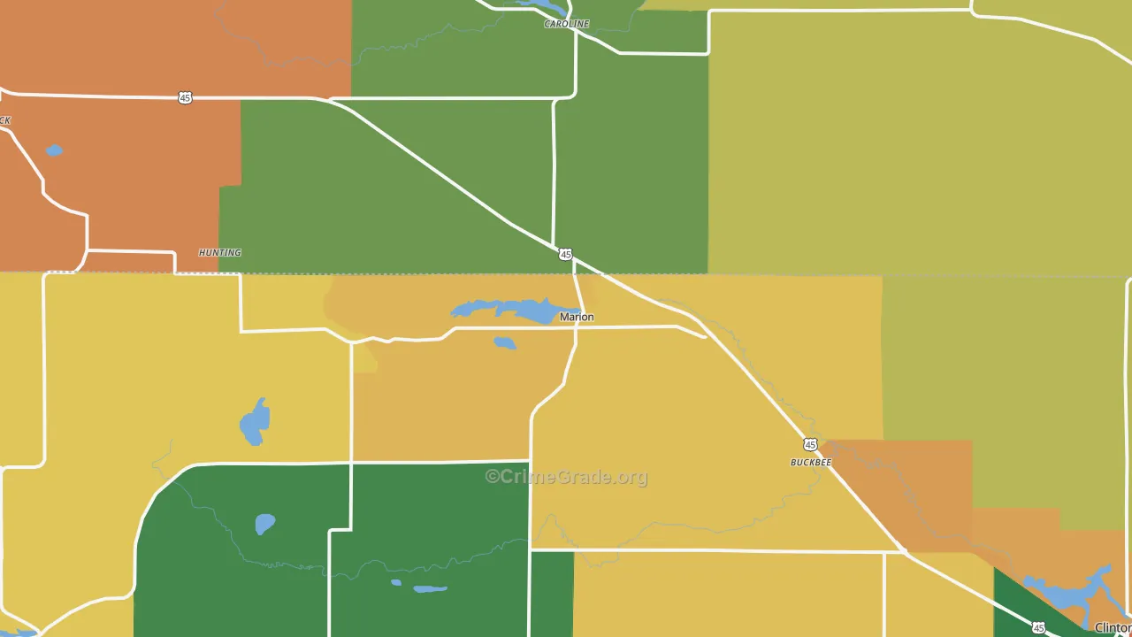 Marion, WI Map of Assault Rates