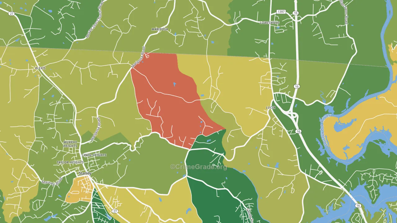 Mariposa, NC Map of Assault Rates