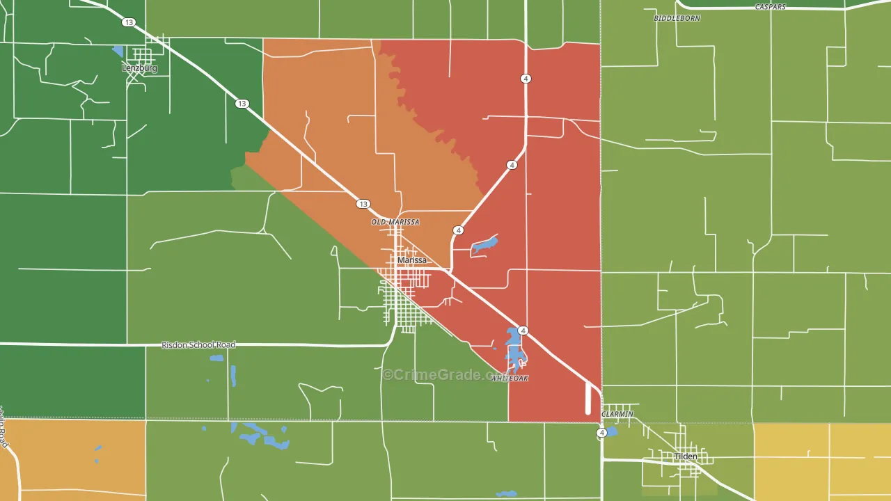 Marissa, IL Map of Assault Rates