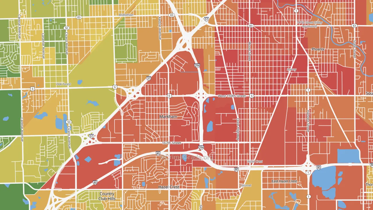 Markham, IL Map of Assault Rates