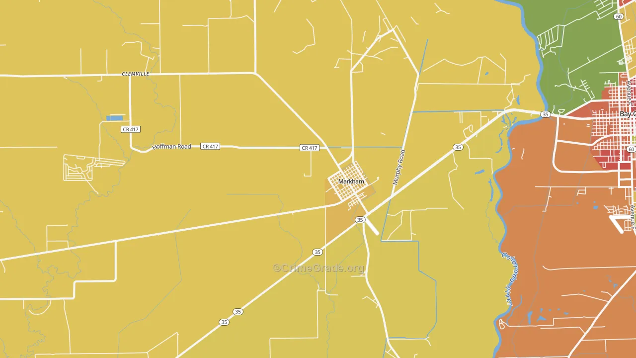 Markham, TX Map of Assault Rates
