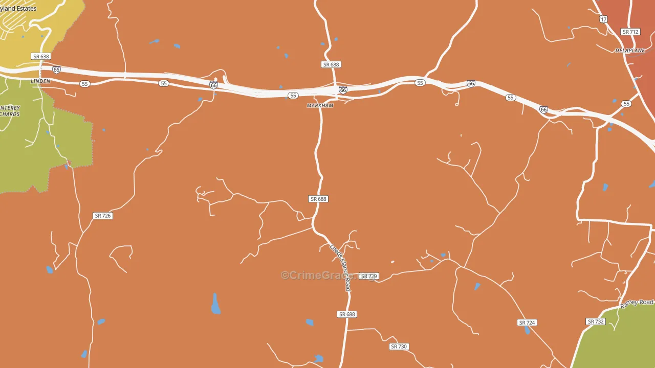 Markham, VA Map of Assault Rates
