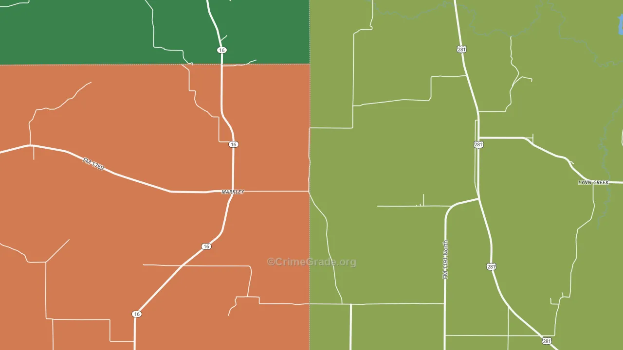 Markley, TX Map of Assault Rates
