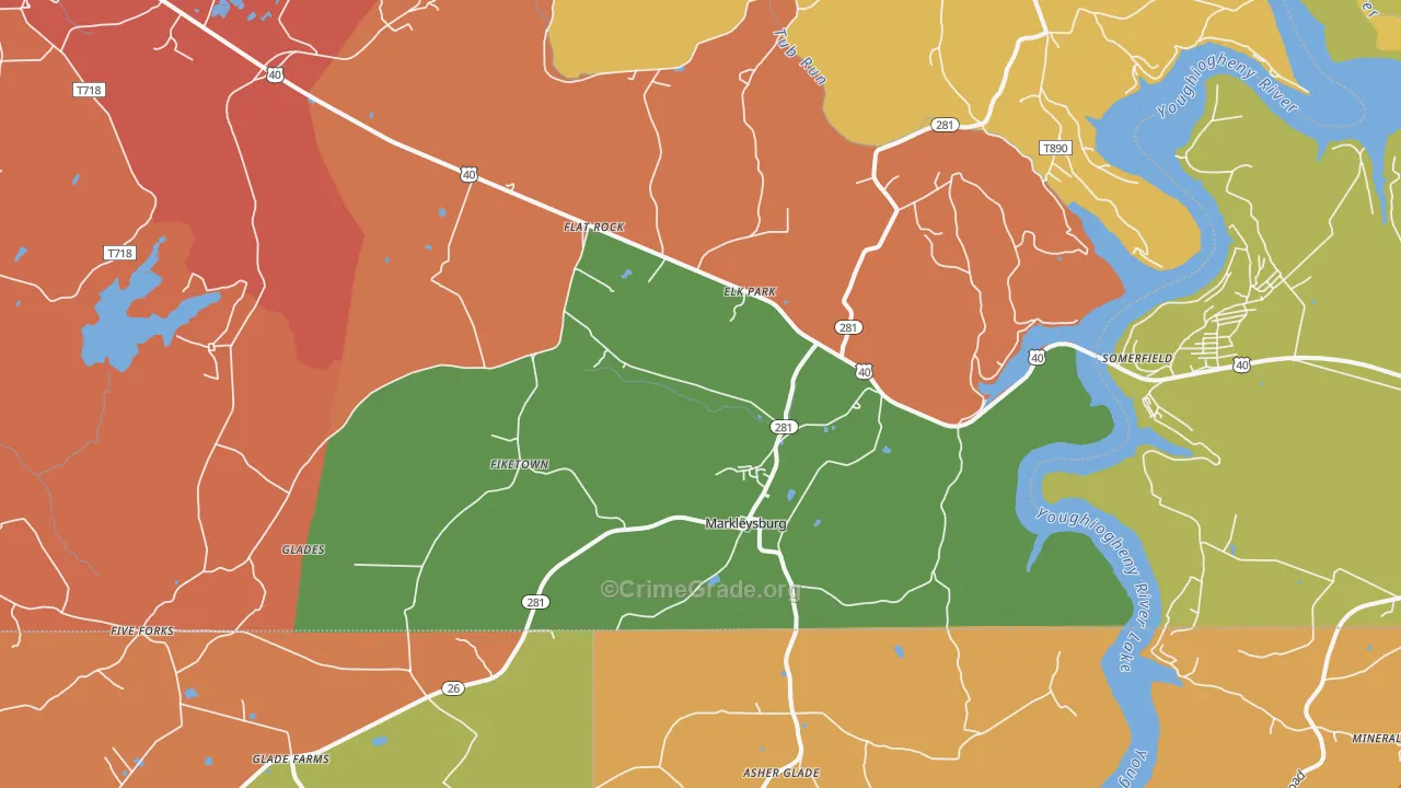 Markleysburg, PA Map of Assault Rates