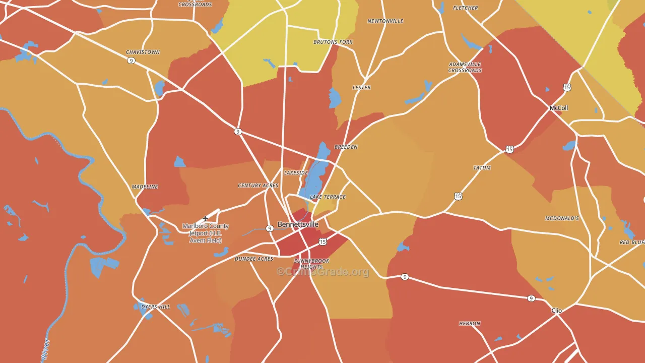 Marlboro County, SC Map of Assault Rates