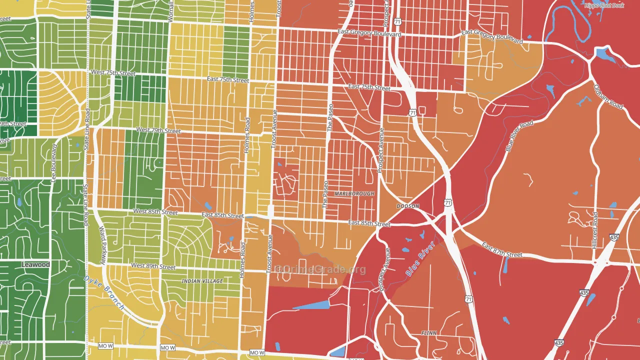 Marlborough Heights-Marlborough Pride, Kansas City, MO Map of Assault Rates