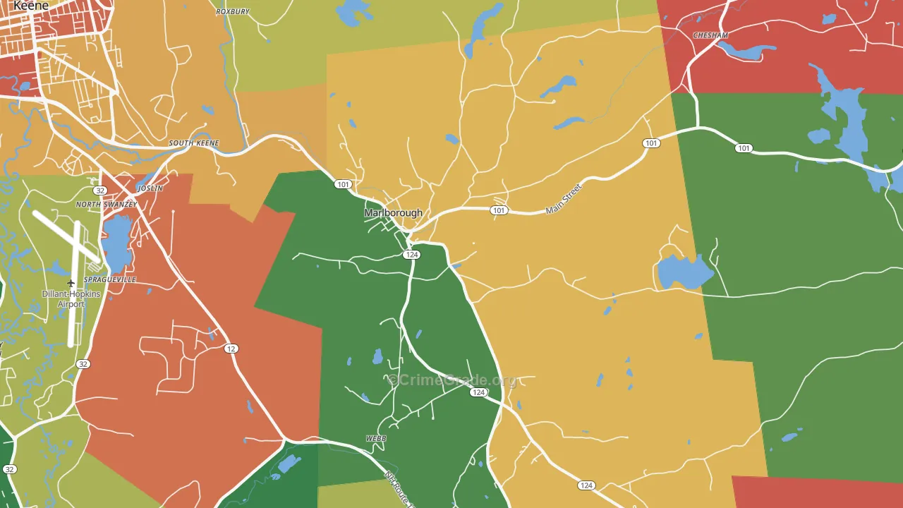 Marlborough, NH Map of Assault Rates