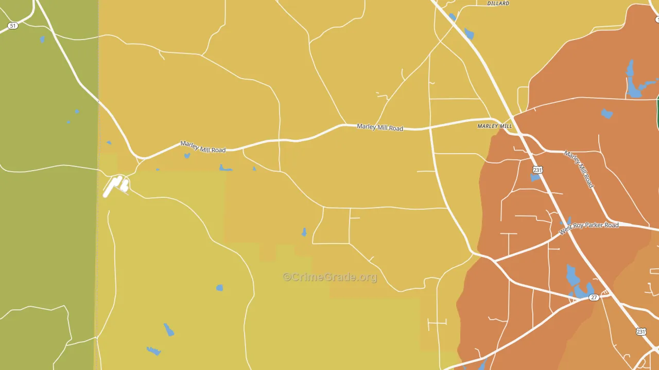 Marley Mill, AL Map of Assault Rates