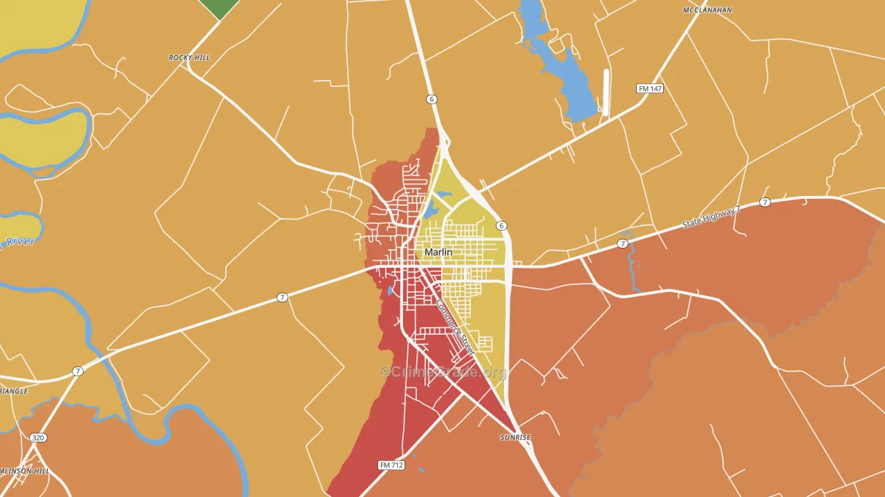 Marlin, TX Map of Assault Rates