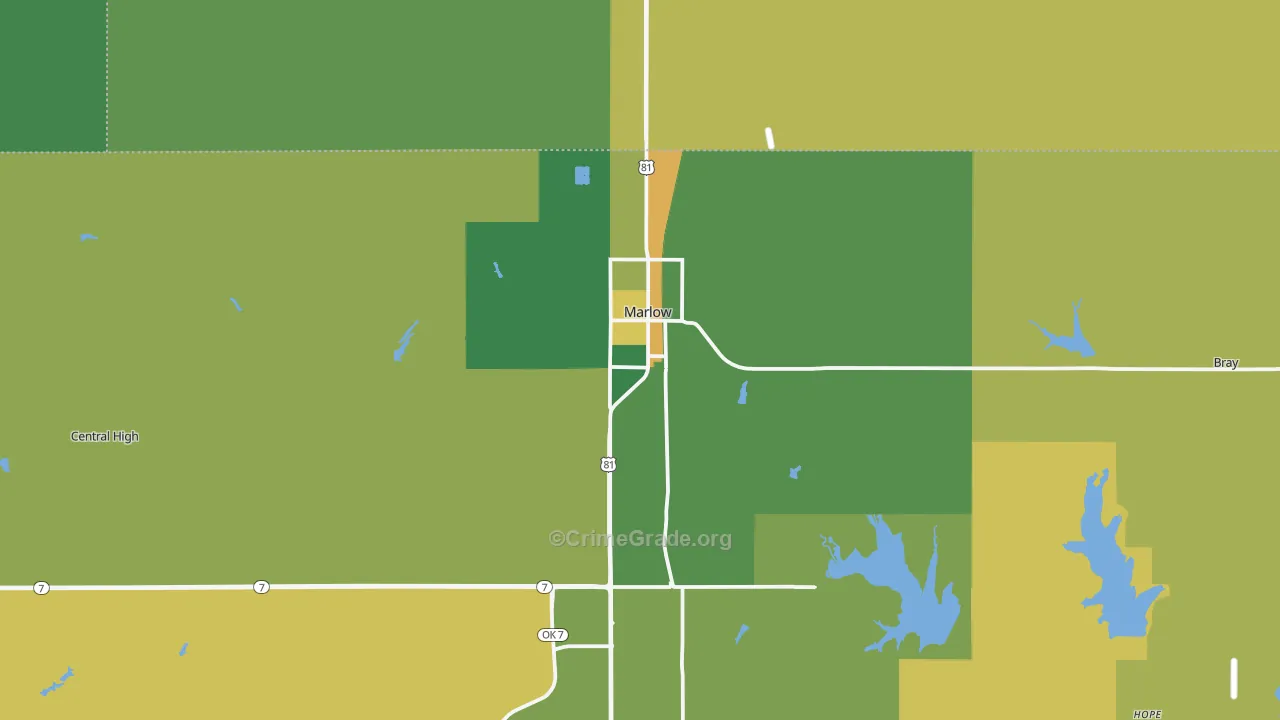Marlow, OK Map of Assault Rates