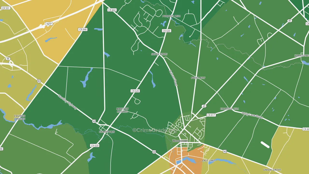Marlton Heights, NJ Map of Assault Rates