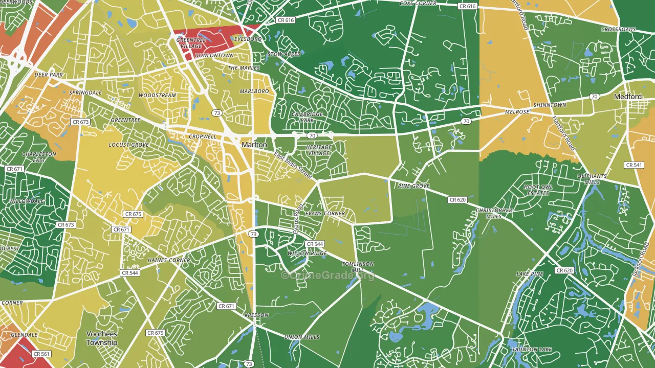 Marlton, NJ Map of Assault Rates