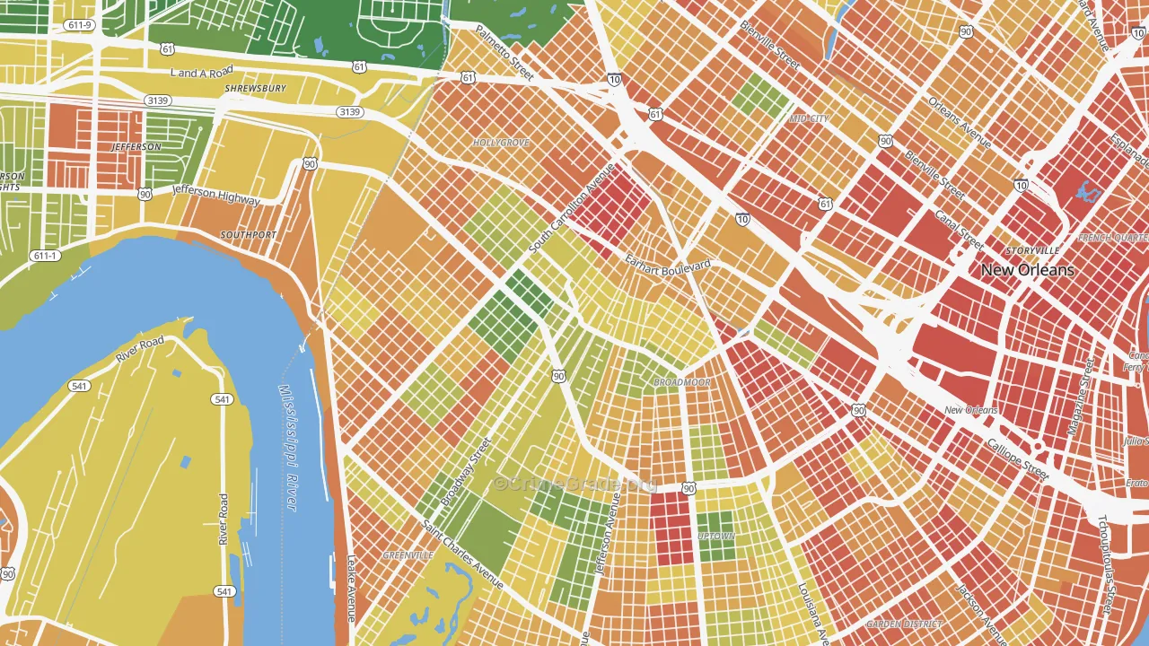 Marlyville, New Orleans, LA Map of Assault Rates