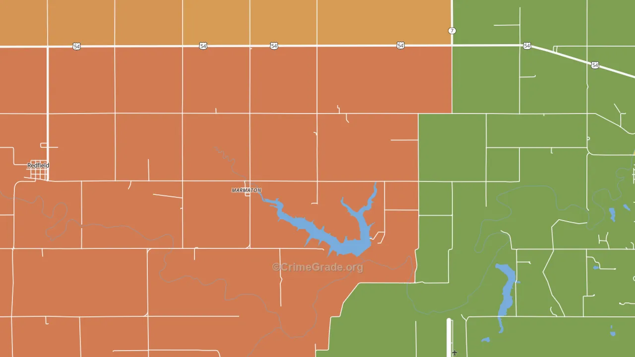 Marmaton, KS Map of Assault Rates