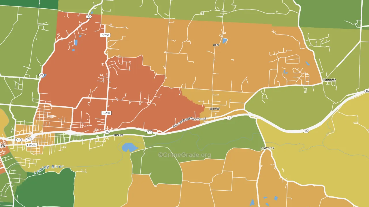 Marne, OH Map of Assault Rates