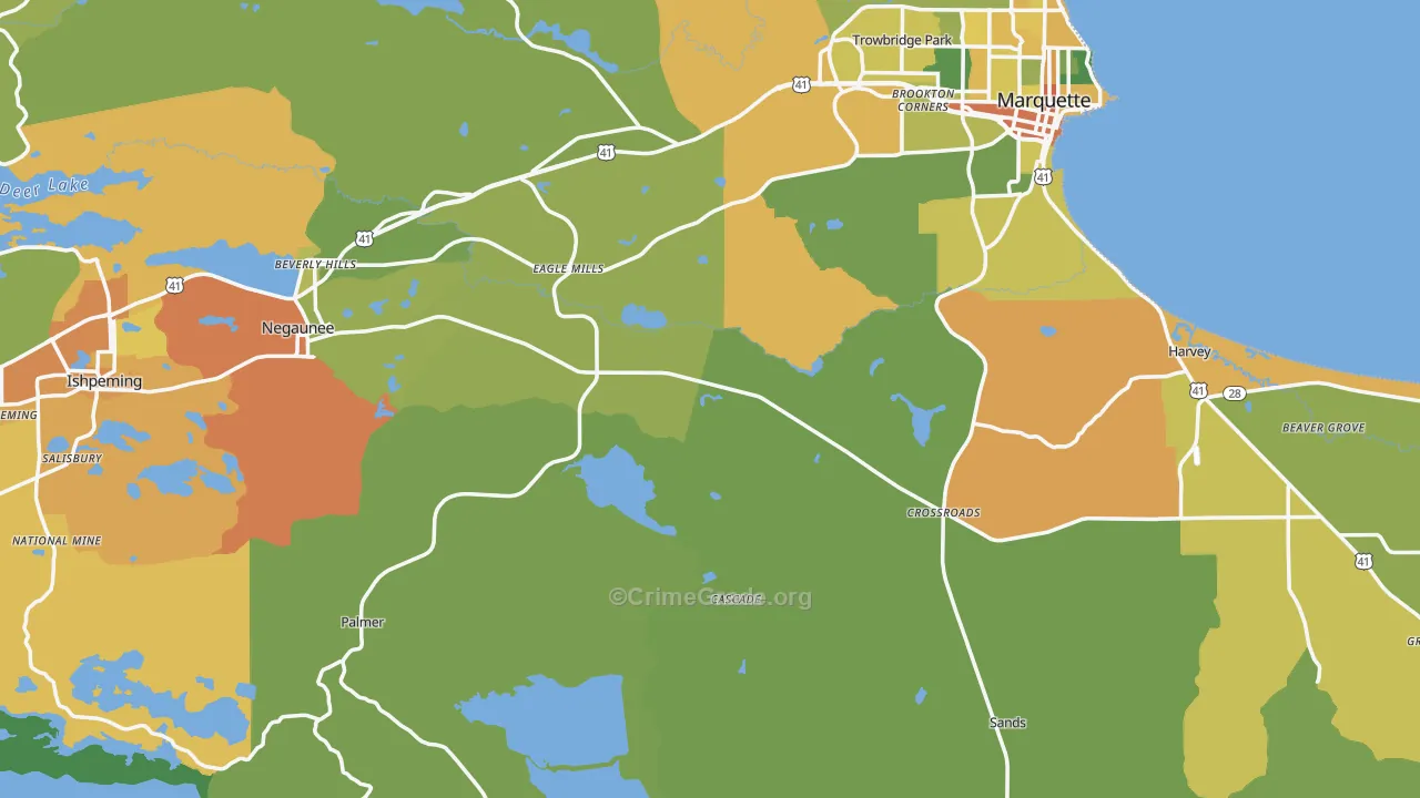 Marquette County, MI Map of Assault Rates