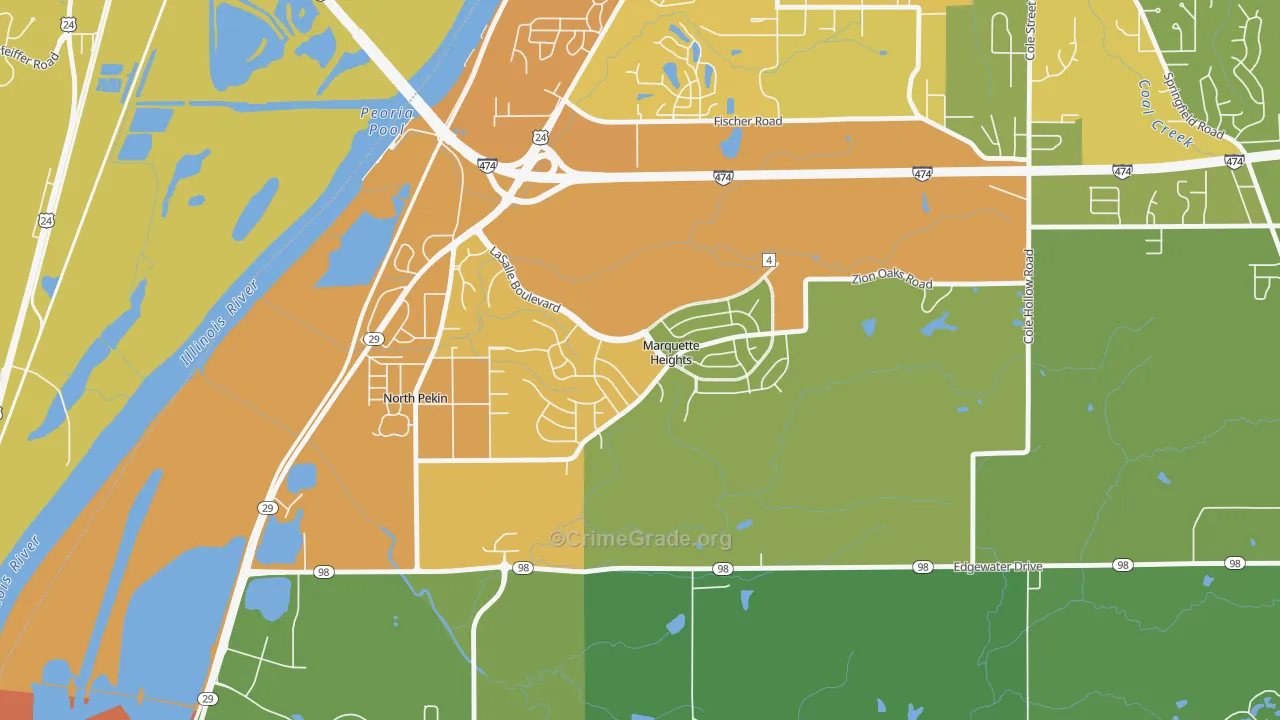 Marquette Heights, IL Map of Assault Rates
