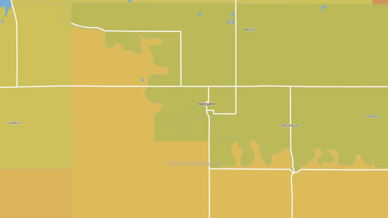 Marquette, KS Map of Assault Rates