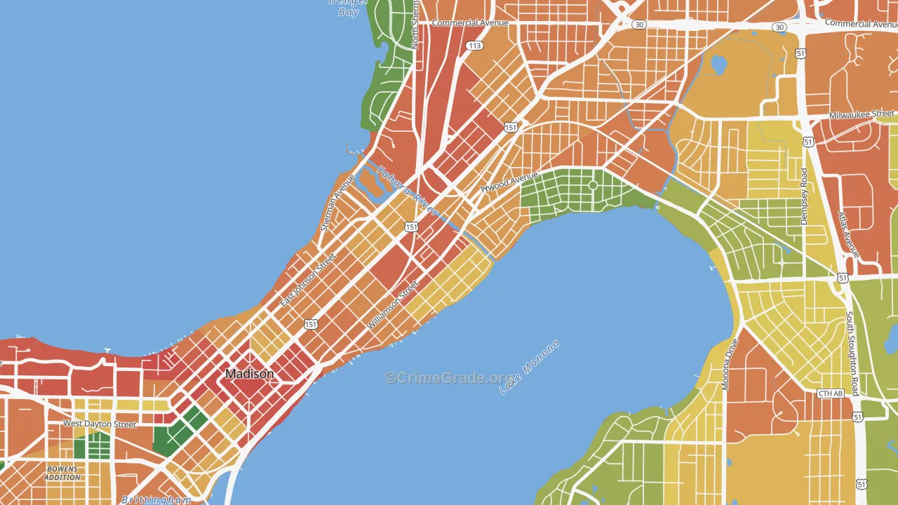 Marquette, Madison, WI Map of Assault Rates