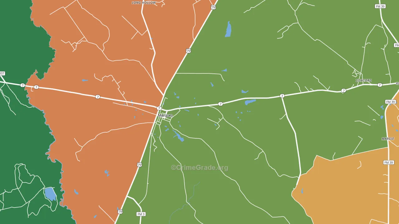 Marquez, TX Map of Assault Rates