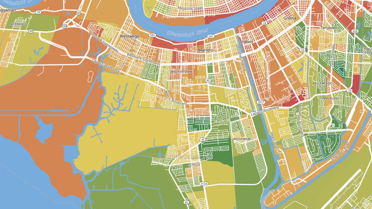 Marrero, LA Map of Assault Rates