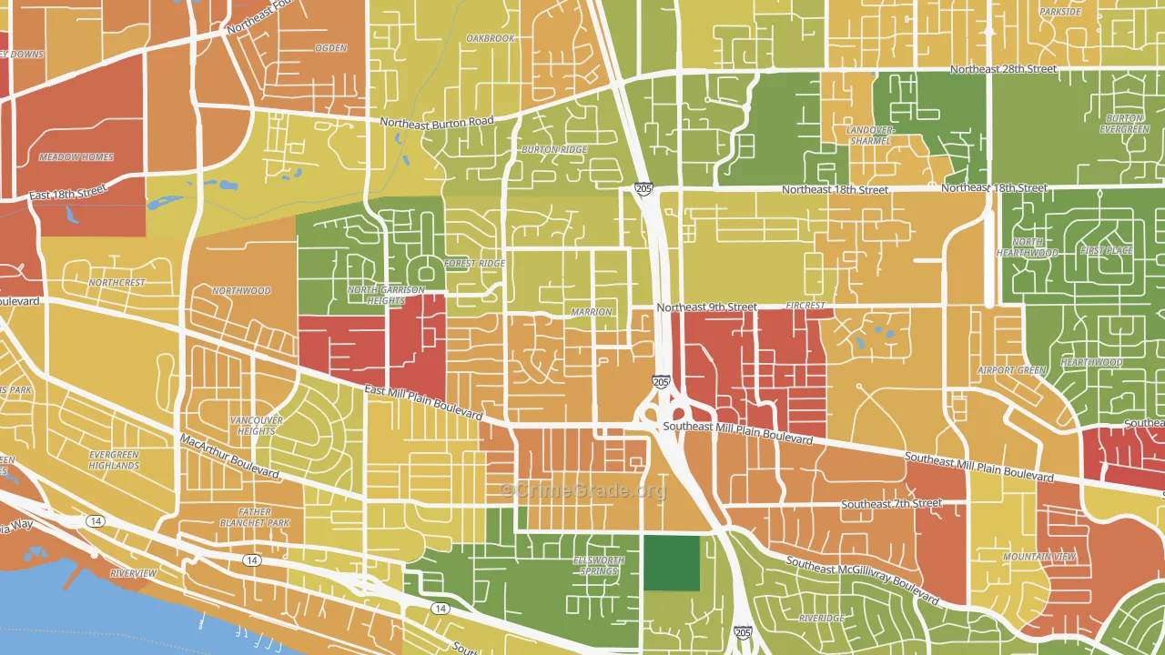 Marrion, Vancouver, WA Map of Assault Rates