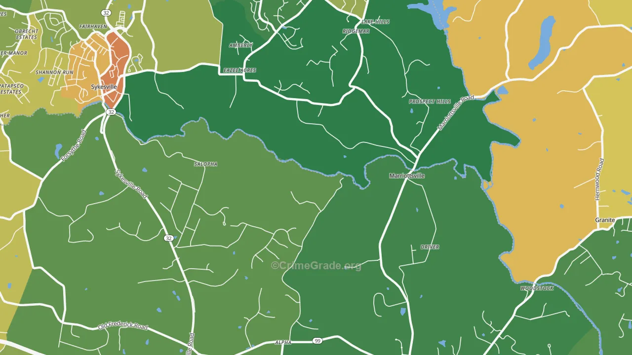 Marriottsville, MD Map of Assault Rates