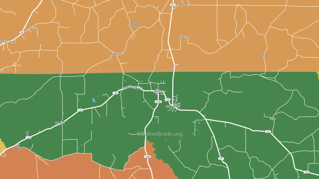 Mars Hill, LA Map of Assault Rates