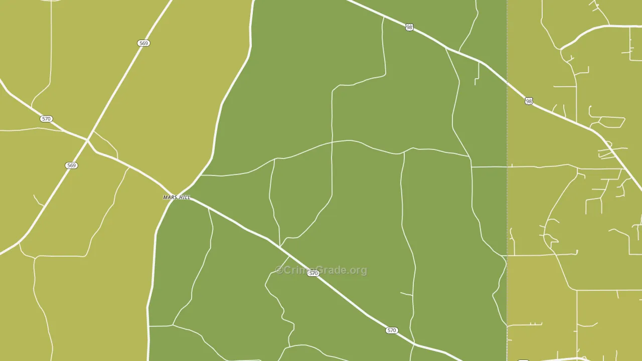 Mars Hill, MS Map of Assault Rates