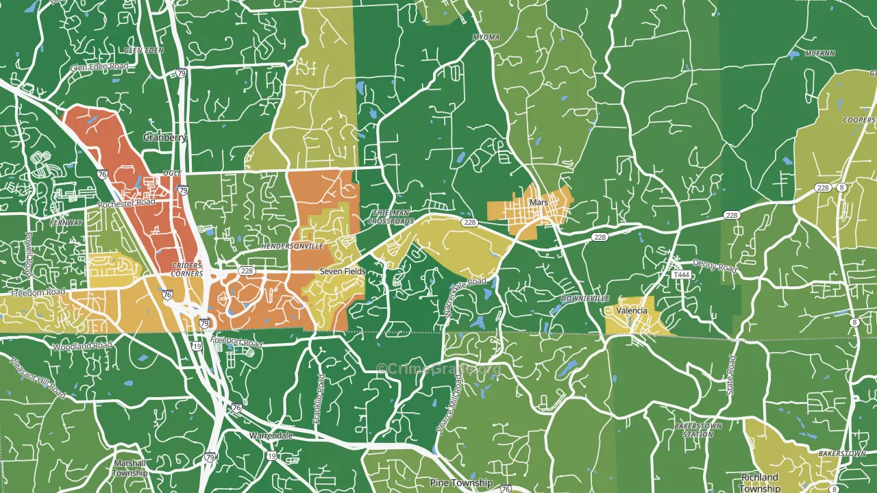 Mars, PA Map of Assault Rates