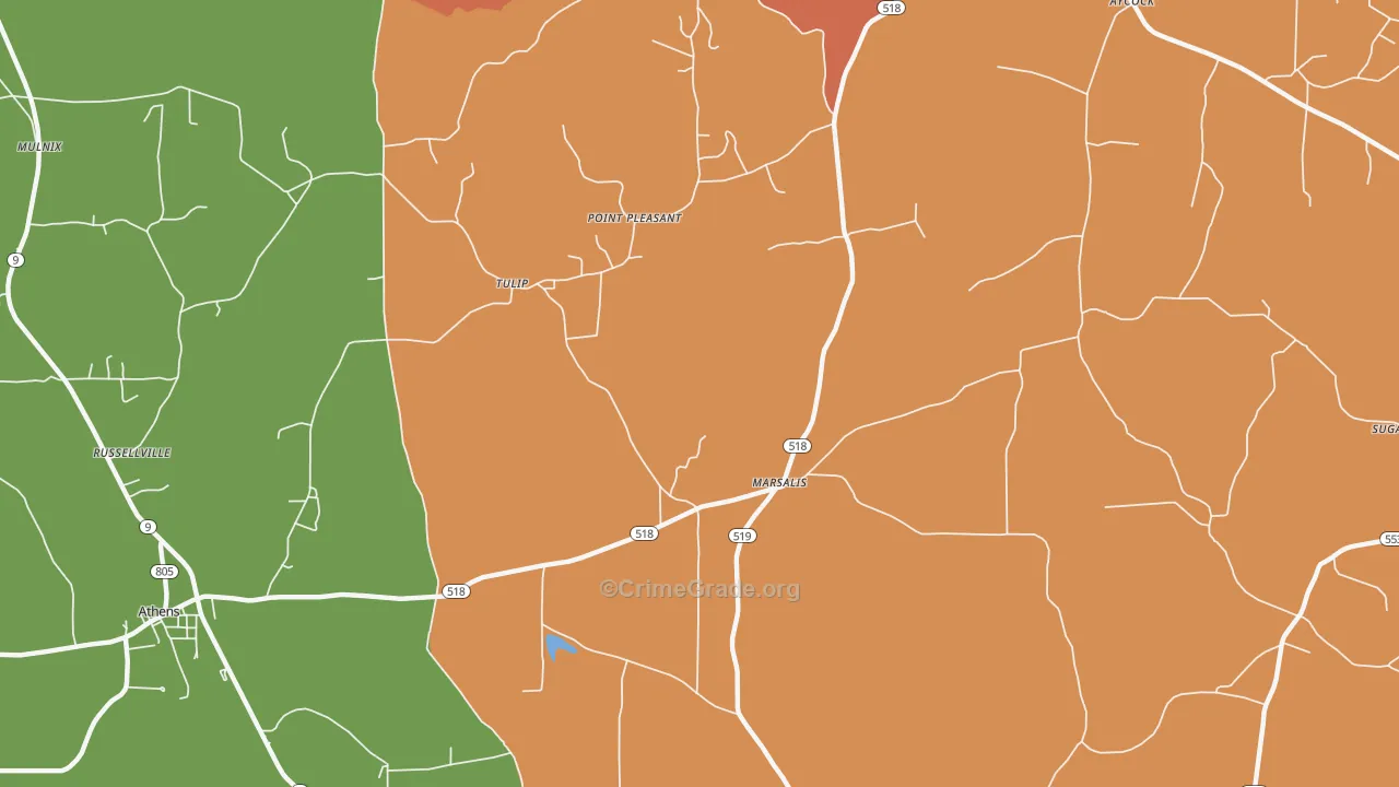 Marsalis, LA Map of Assault Rates