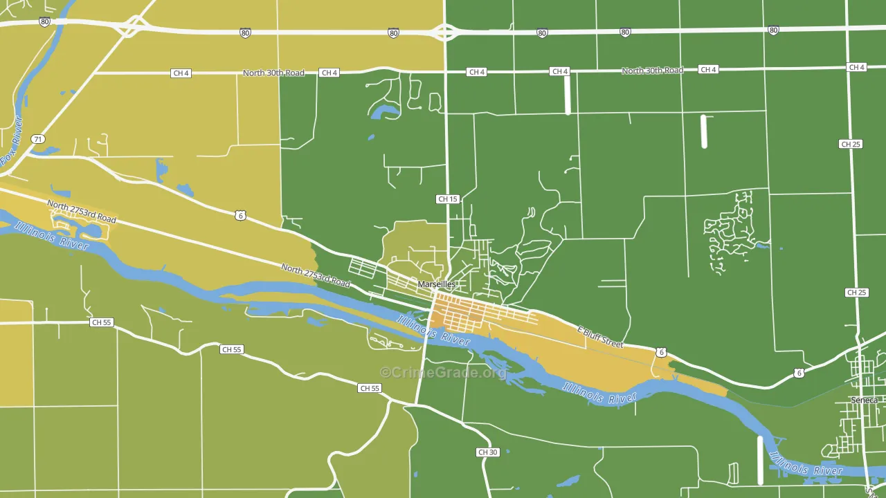Marseilles, IL Map of Assault Rates