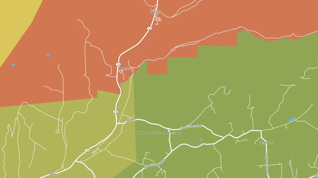 Marsh Hill, PA Map of Assault Rates