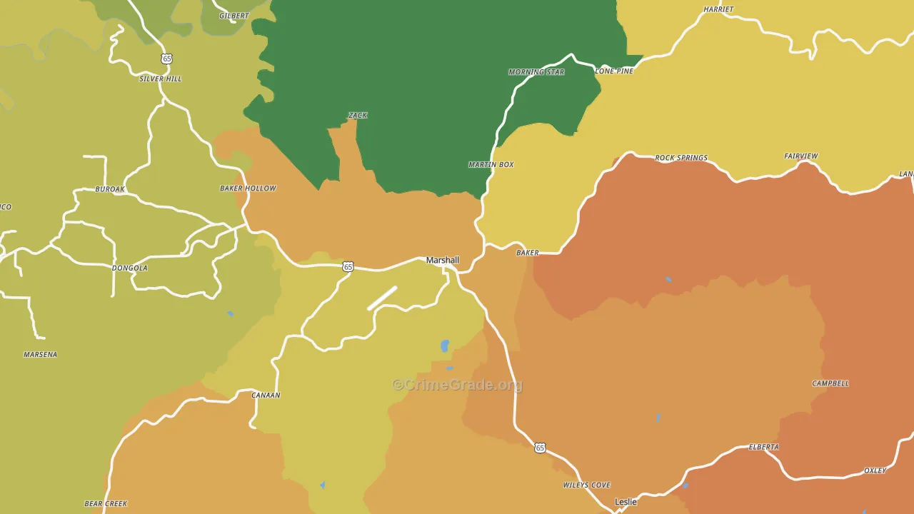 Marshall, AR Map of Assault Rates