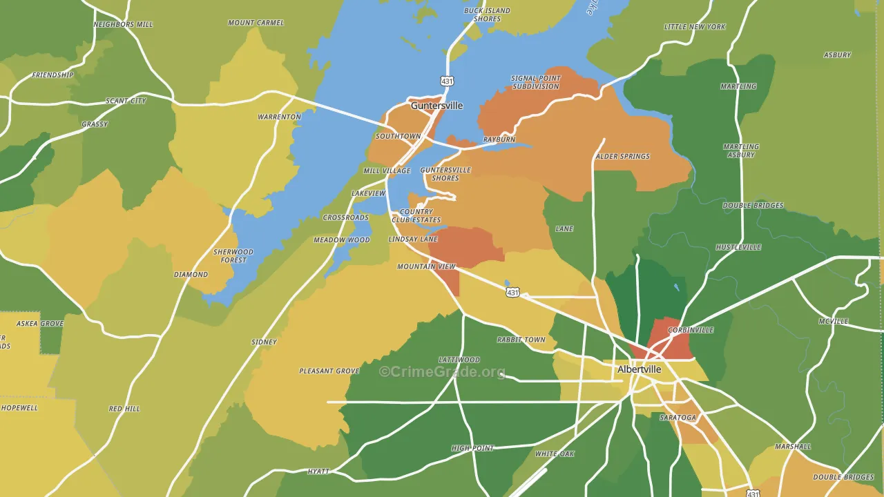 Marshall County, AL Map of Assault Rates