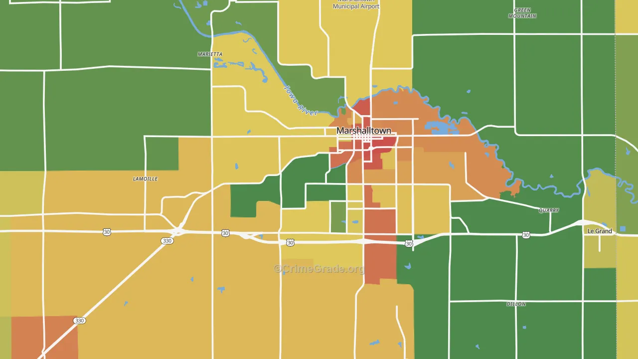 Marshall County, IA Map of Assault Rates