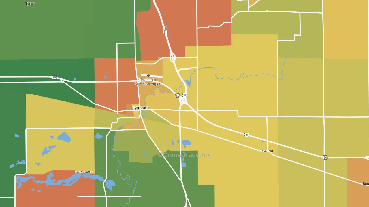 Marshall County, IN Map of Assault Rates