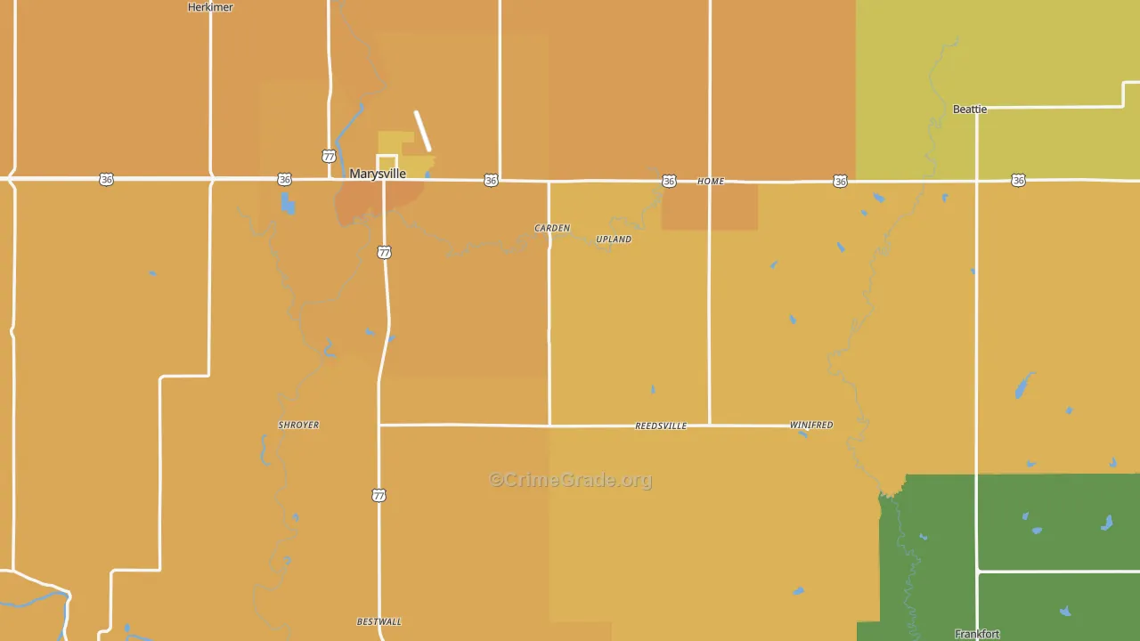 Marshall County, KS Map of Assault Rates
