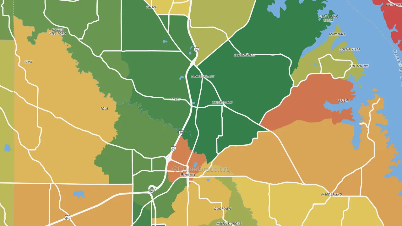 Marshall County, KY Map of Assault Rates