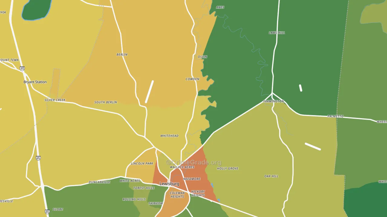 Marshall County, TN Map of Assault Rates