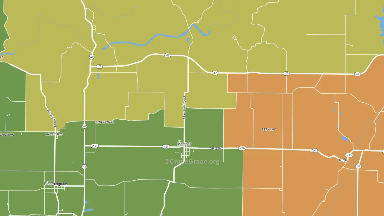 Marshall, IN Map of Assault Rates