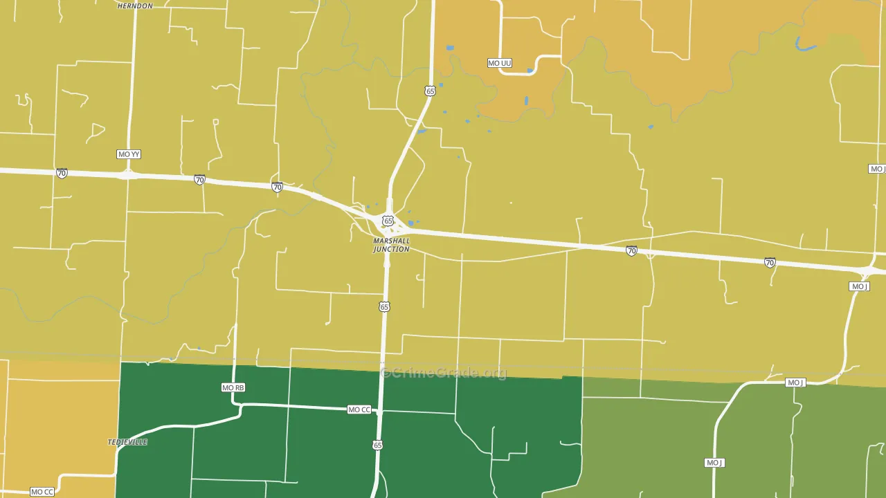 Marshall Junction, MO Map of Assault Rates
