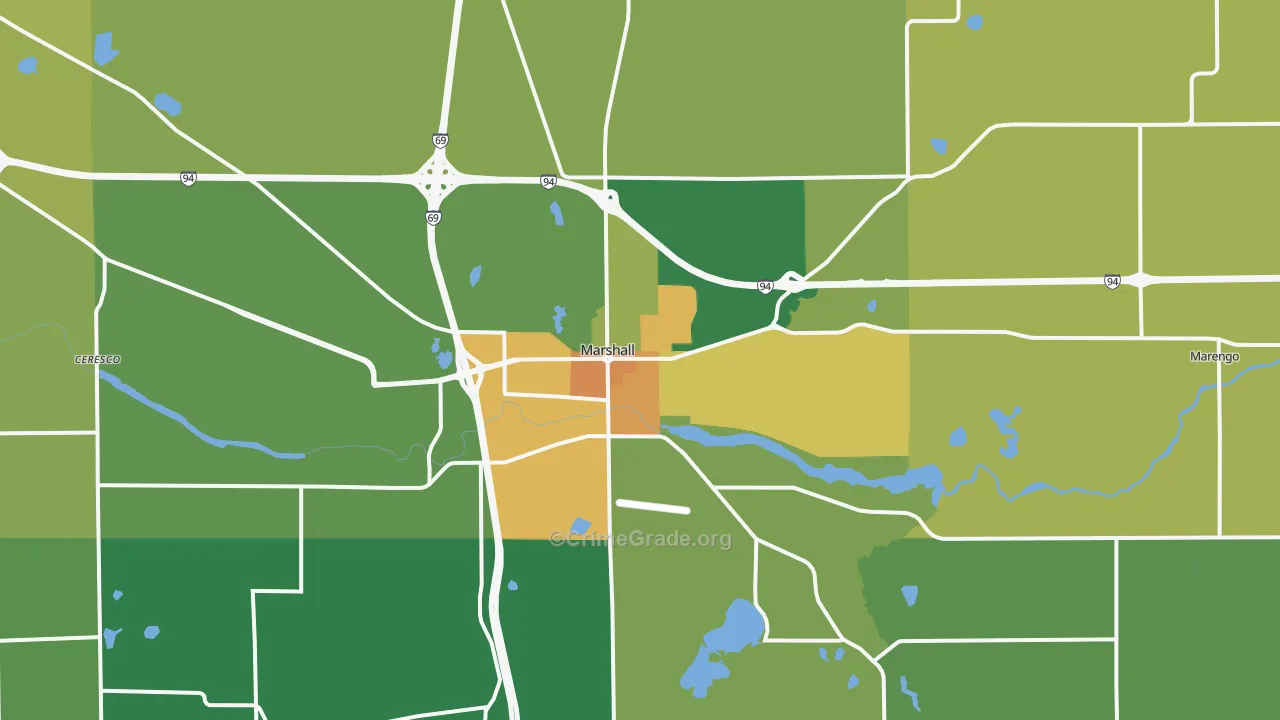 Marshall, MI Map of Assault Rates
