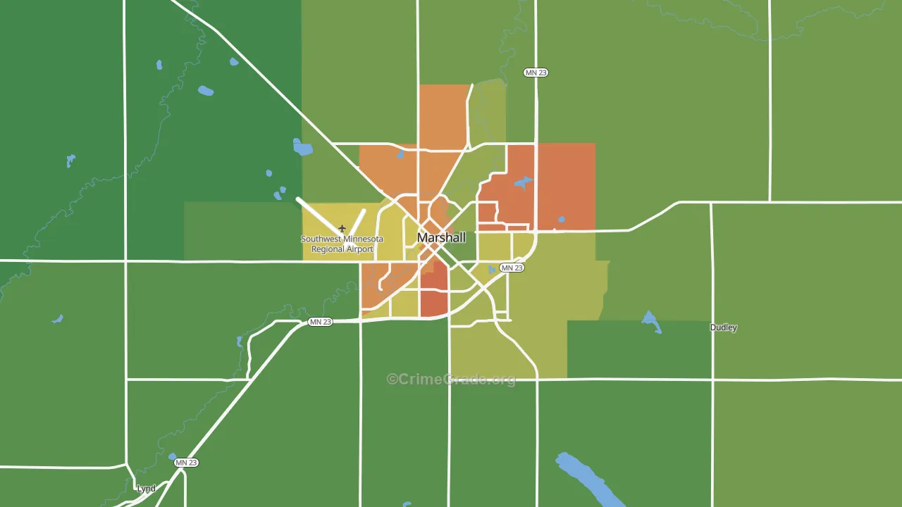 Marshall, MN Map of Assault Rates