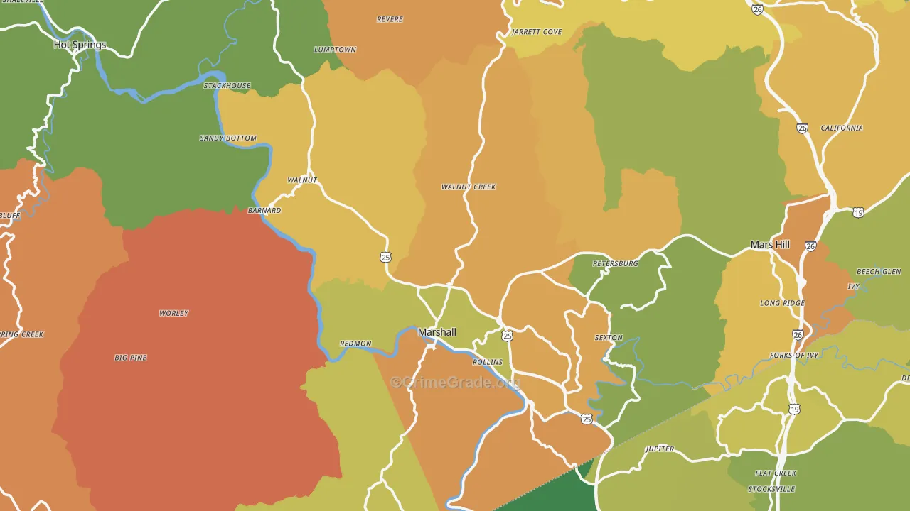 Marshall, NC Map of Assault Rates